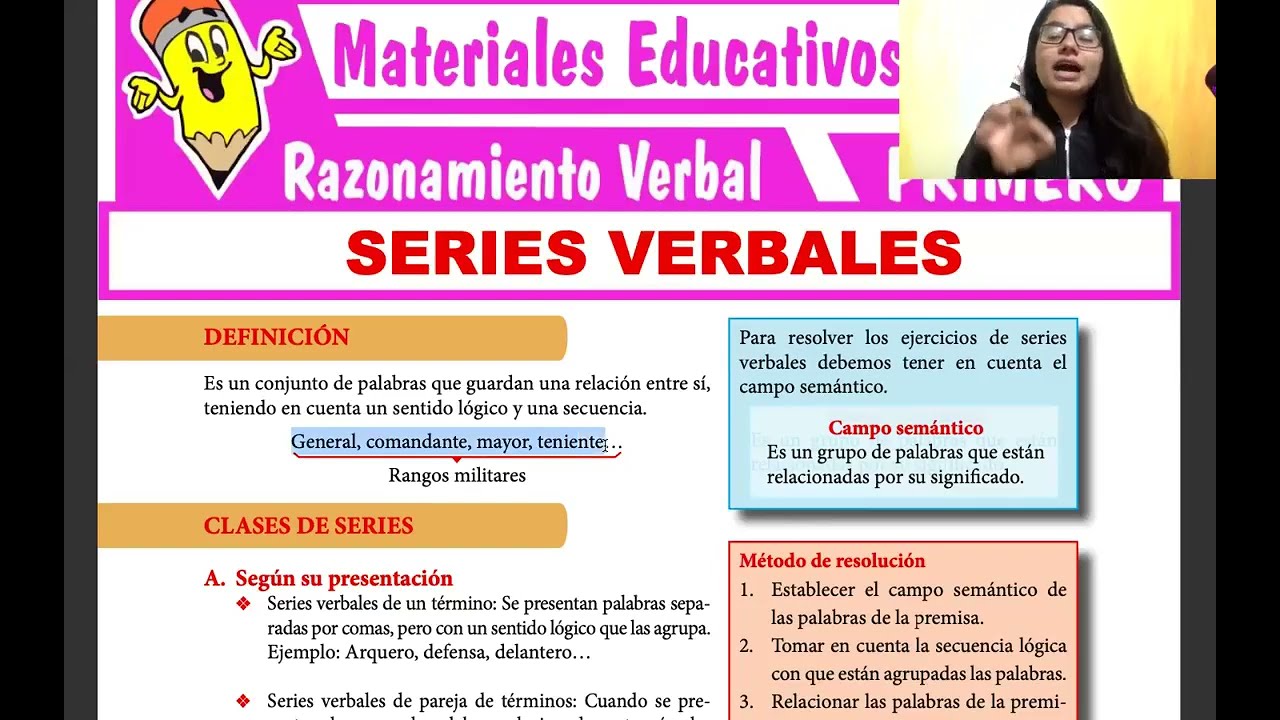 TEMA 4 - SERIES VERBALES - RAZONAMIENTO VERBAL- PRIMERO DE SECUNDARIA - YouTube