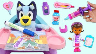 Learn Doctor Tools with Disney Junior Bluey Doc McStuffins Toy Hospital Checkup & Surprise Toys!