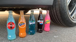 Experiment Car vs Pepsi, Cola Fanta Sprite Yedigün | Crushing Crunchy & Soft Things by Car | Test Ex