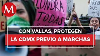 Policía de CdMx 'blinda' edificios de Centro Histórico por marcha de mujeres