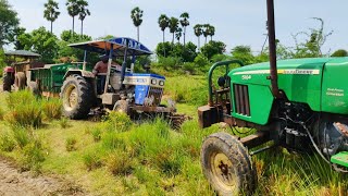 swaraj 744 tractor stuck in mud with Heavy Load/ John Deere Pulling Swaraj Tractor/come for village