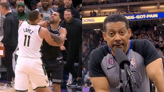 Ref forgets Trey Lyles name while ejecting him for fight with Brook Lopez 😂