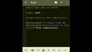 Math functions in #python #Part10 #comb( ) #perm( ) #copysign( )