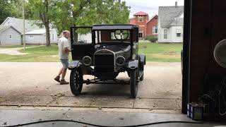 1926 Ford Model T Coupe start up and taking off on my first drive.