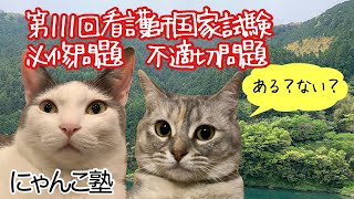 にゃんこ塾97　第111回看護師国家試験　必修問題に不適切問題はあるか？　過去の不適切問題を参考に不適切問題となりそうな問題を予想　採点方法も説明