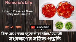 রং ও স্বাদ ঠিক রেখে বছর জুড়ে কাঁচা মরিচ/টমেটো সংরক্ষণের সঠিক পদ্ধতি। Preserve Green Chilly \u0026 Tomato