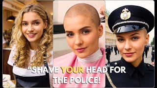 Beautiful Curly Girl Gets An Headshave For The Police Like Her Sister - Haircut Stories