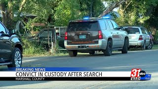 Convicted felon back in custody after Marshall County manhunt