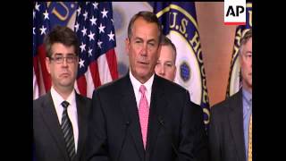 House Speaker John Boehner says President Barack Obama is breaking his promise to create jobs by rej