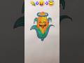 Emoji mixing drawing 🌽 + 😝 + 😇 = ? #drawing #youtubeshort