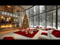 ❄ cozy snowing ambience and christmas jazz for relax 🎄🎅 christmas living room 2025 by warm fireplace