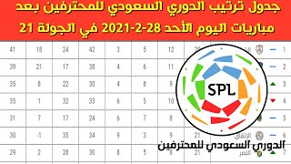 جدول ترتيب الدوري السعودي للمحترفين بعد مباريات اليوم الأحد 28-2-2021 في الجولة 21