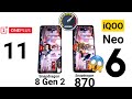 iQOO Neo 6 vs Oneplus 11 Speedtest Comparison Shocking Results Snapdragon 870 vs 8Gen 2