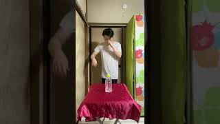 【スゴ技】【かわいい】【歓喜】Bottle flip tablecloth pulling×2【ペットボトル】【テーブルクロス引き】