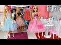 Barbie Doll Morning Bedroom Bunkbed Routine. Life in a Dreamhouse.  DIY Mini Doll House