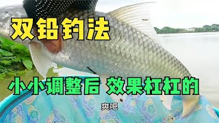 双铅钓法野钓，小小调整后效果大大提升，大货一条接一条真过瘾