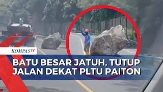 Batu Besar Jatuh dari Tebing, Halangi Akses Jalan di Dekat PLTU Paiton