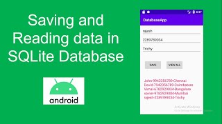 Saving and Reading Data in Android SQLite Database