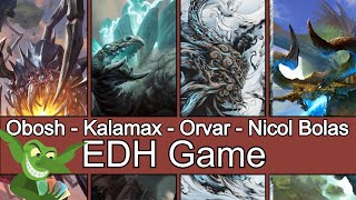 Obosh vs Kalamax vs Orvar vs Nicol Bolas, Ravager EDH / CMDR game play for Magic: The Gathering