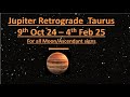 Jupiter Retrograde Taurus | 9th Oct 24 - 4 Feb 25 | All Moon/Asc signs