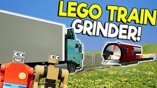 Lego City Train Grinder DESTROYS Lego Diesel Trucks! - Brick Rigs Gameplay - Lego City Destruction