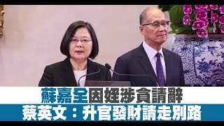 蘇嘉全因姪涉貪請辭獲准 蔡英文：升官發財請走別路