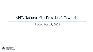 APFA National Vice President's Town Hall - Nov 17, 2021