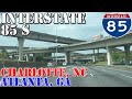 I-85 South - Downtown Charlotte NC to Downtown Atlanta GA - 4K Highway Drive