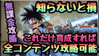 【ダイの大冒険 魂の絆】無課金必見　知らないと損するこれだけ育成すればすべて解決！全コンテンツ攻略したから解る育成すべき４人　装備　魂の水晶　最強編成装備【タマキズ　ダイ大　アプリ】