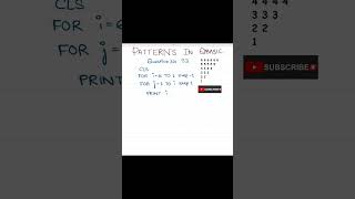 Qbasic Pattern(Part 33)#youtubeshorts #shots #qbasic #sort #pattern Programs in Qbasic | For loop