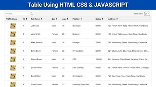 Sortable Table using HTML CSS & JavaScript (Sort an HTML Table) | Web Designing Tutorial