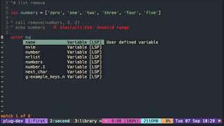 Vimscript Tutorial: List ( delete with an index )