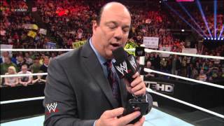 Triple H accepts Brock Lesnar's Steel Cage Match challenge then Pedigrees Paul Heyman: Raw, April 22