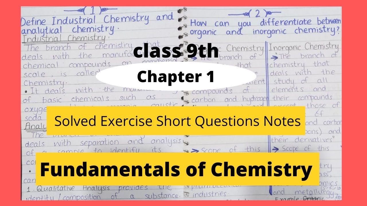 9th Chemistry , Chapter 1 , Fundamentals Of Chemistry , Solved Exercise ...