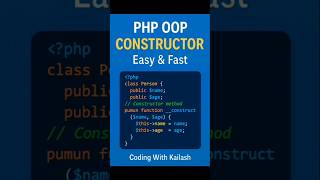 PHP OOP Constructor Explained in 60 Seconds! | Coding With Kailash #shortsfeed #php