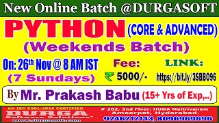 PYTHON (Weekends Batch) Online Training @ DURGASOFT