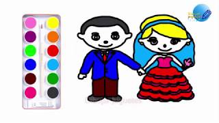 Dibujar y Colorear a Los Novios - Dibujos Para Niños - Learn Colors For Kids/Dibujar Juguetes