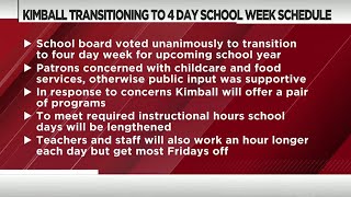 Kimball Public Schools to implement four day school weeks in 2024-2025 school year