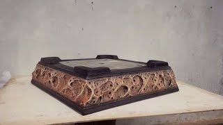 How to make a box bonsai pot relief motif