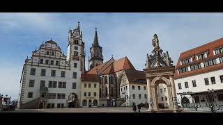 Oschatz Zentrum, Marktplatz mit Brunnen ⛲️ u. a. m.