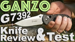 Ganzo G7392 Carbon Fiber Handle Pocket Knife Review with Bamboo Abuse Test