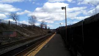 Amtrak 449 going through the station at Newtonville in Newton, MA