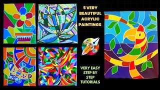 Five Very Beautiful Acrylic Paintings | Very Easy Step-By-Step Tutorials for All #acrylicpainting