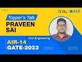 GATE 2023 Toppers | Mr. Praveen Sai (CE) AIR- 14 | Toppers with GK Sir | ACE Online & ACE Academy