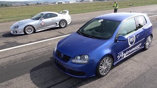 Modified 980HP VW Golf V R32 Turbo vs Toyota Supra - Drag race-The Result is absolutely STUNNING!!