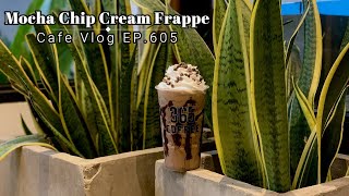 Cafe Vlog EP.605 | Mocha Chip Cream Frappe | Mocha drinks | Frappe recipe | Medium Size