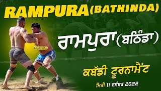 🔴[Live] Rampura Pind (Bathinda) Kabaddi Tournament 11 Dec 2022