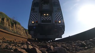 Amtrak train running over GoPro