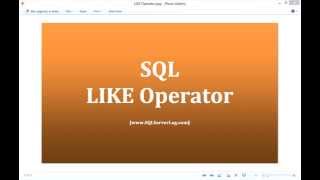 25 - SQL LIKE Operator - Learn SQL from www.SQLServerLog.com [HD]