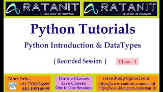 Python online tutorial ||Python Introduction and Data types|| By MR.Ratan